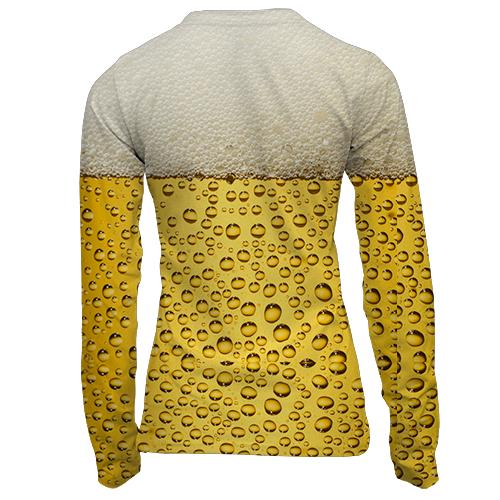 Женский 3D лонгслив "Бокал пива" (вид сзади)