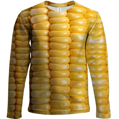 Детский 3D лонгслив Кукуруза (вид спереди)