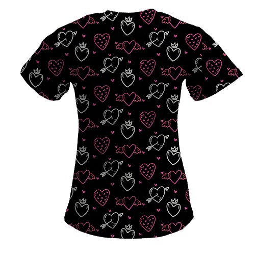 Жіноча 3D футболка Love and hearts pattern 4 (вид ззаду)