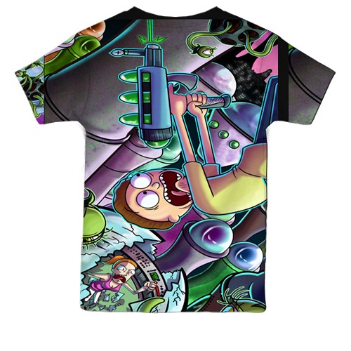 Детская 3D футболка "Рик и Морти" паттерн (вид сзади)