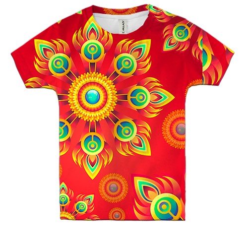 Дитяча 3D футболка Red abstraction (вид спереду)