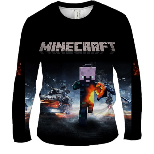 Чоловічий 3D лонгслів "Minecraft x Battlefield" (вид спереду)