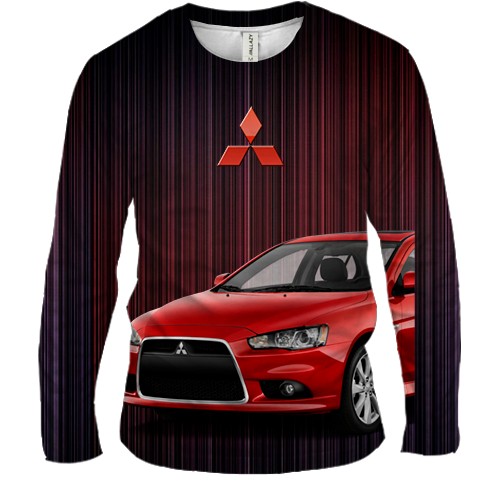 Мужской 3D лонгслив Mitsubishi Lancer (вид спереди)