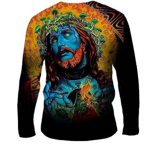 Мужской 3D лонгслив Blue Jesus art. (вид сзади)