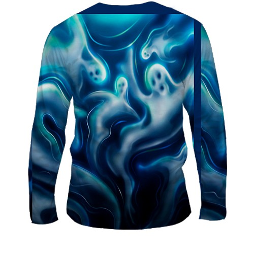 Чоловічий 3D лонгслів Ghosts art pattern (вид ззаду)