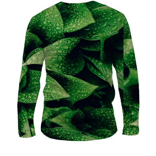 Чоловічий 3D лонгслів Патерн зелене листя (вид ззаду)