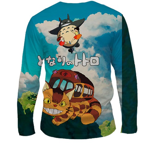 Мужской 3D лонгслив Мой сосед Тоторо (вид сзади)