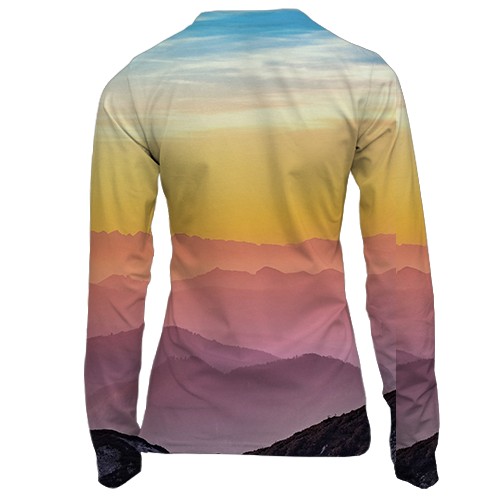 Женский 3D лонгслив Mountain landscape (вид сзади)