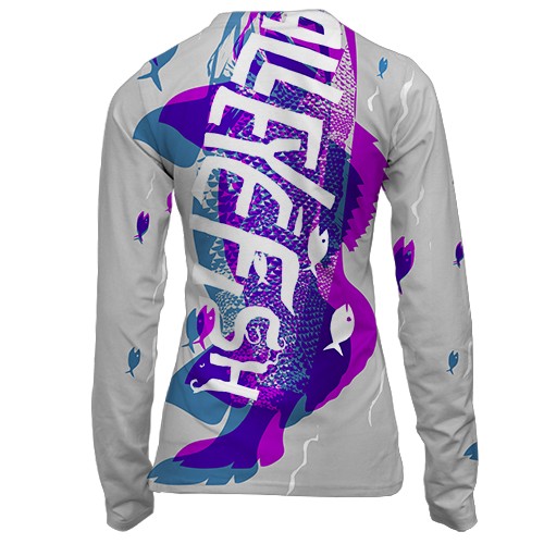 Жіночий 3D лонгслів wall eye fish (вид ззаду)