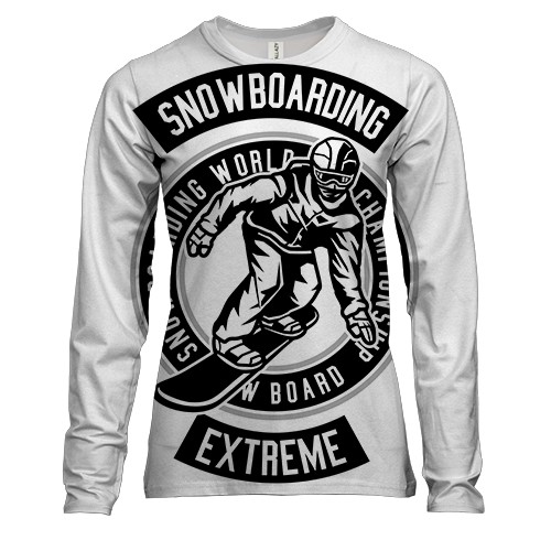 Женский 3D лонгслив Snowboarding extreme (вид спереди)