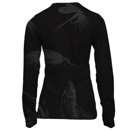 Жіночий 3D лонгслів з нічною рибалкою і місяцем (вид ззаду)