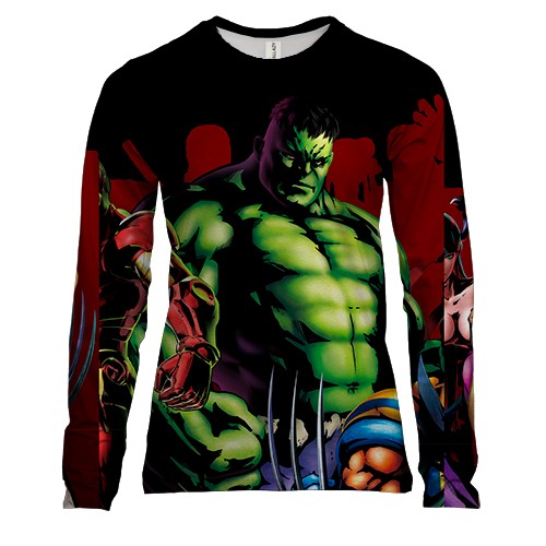 Жіночий 3D лонгслів Avangers comics (вид спереду)