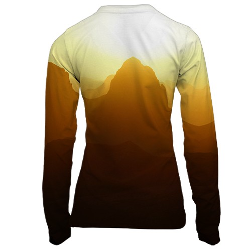 Женский 3D лонгслив Mountains sunset (вид сзади)
