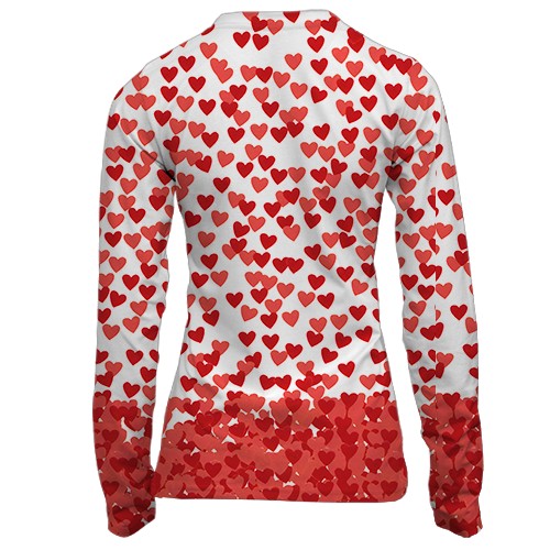 Жіночий 3D лонгслів Кіт антивалентин білий (вид ззаду)