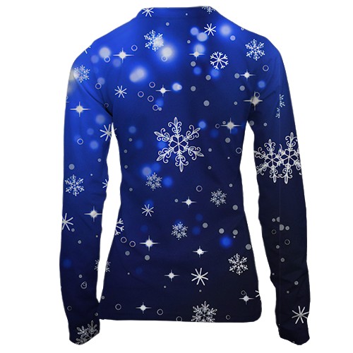 Жіночий 3D лонгслів Кролик у сніжинках (вид ззаду)