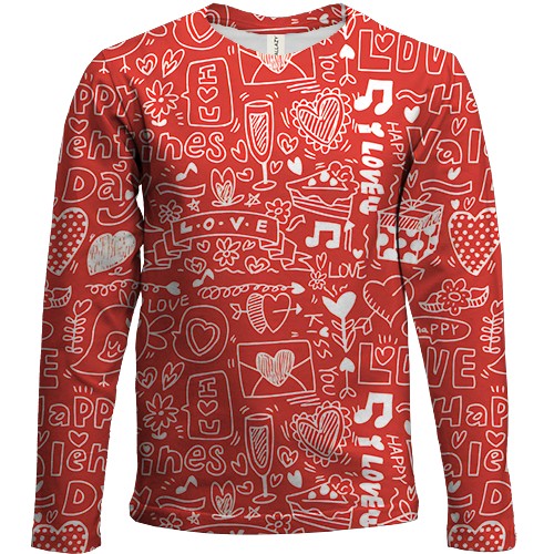 Детский 3D лонгслив Love and hearts pattern 3 (вид спереди)