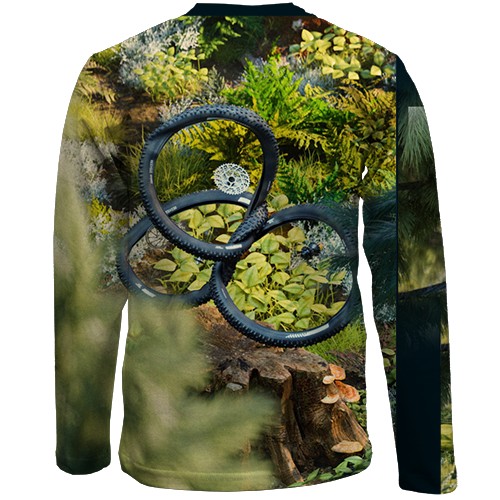 Детский 3D лонгслив "Велоабстракция" (вид сзади)