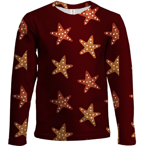 Дитячий 3D лонгслів з морськими зірочками (вид спереду)