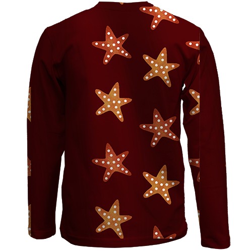 Дитячий 3D лонгслів з морськими зірочками (вид ззаду)