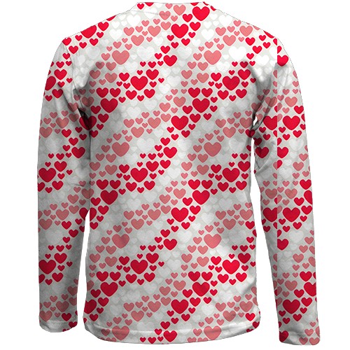 Детский 3D лонгслив Сердца паттерн. (вид сзади)