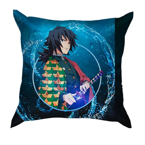 3D подушка Гию Томиока - Клинок рассекающий демонов (вид сзади)