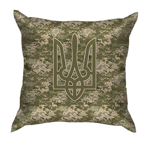 3D подушка пиксель с Герб Украины (вид спереди)