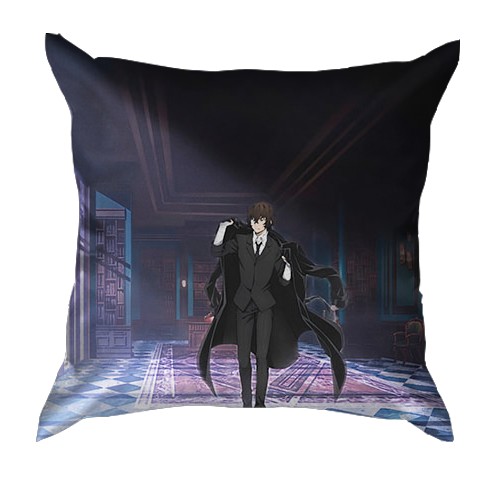 3D подушка Дазай - Великий из бродячих псов (вид спереди)