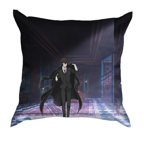 3D подушка Дазай - Великий из бродячих псов (вид сзади)