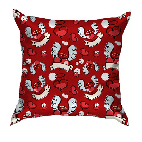 3D подушка Серця з крилами (вид спереду)