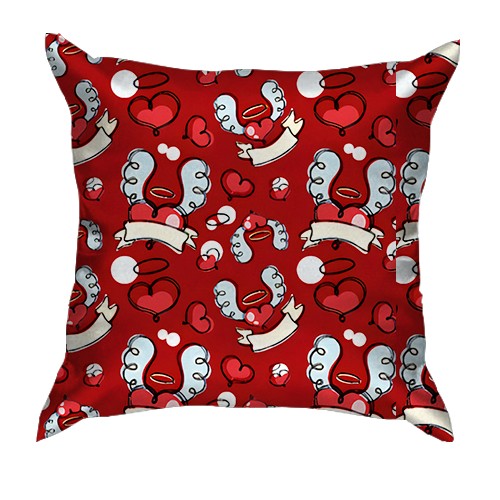 3D подушка Серця з крилами (вид ззаду)