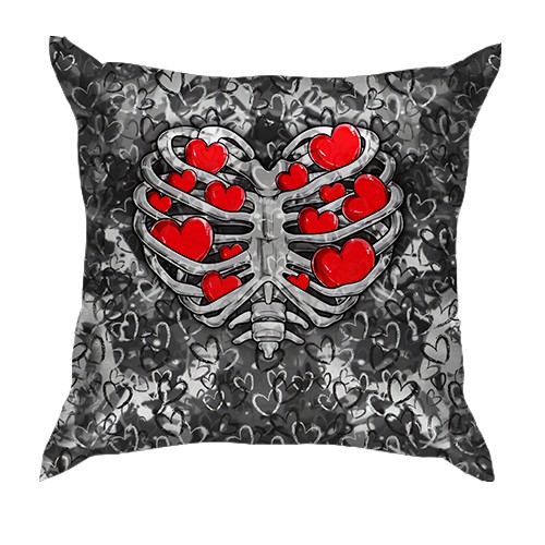3D подушка Серця скелет (вид спереду)