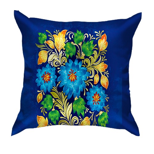 3D подушка з Арт квітами (вид ззаду)