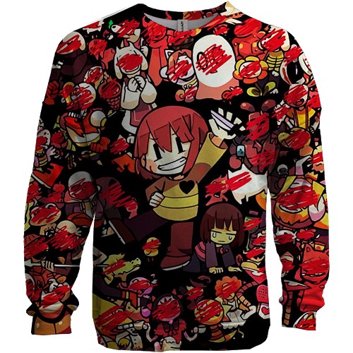 3D світшот Чара та персонажі гри - Undertale (вид спереду)