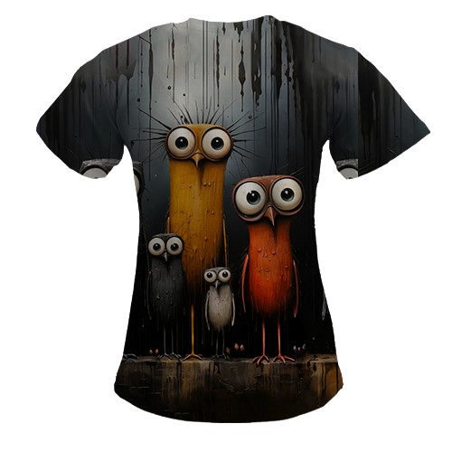 Жіноча 3D футболка Сови (АРТ) (вид ззаду)