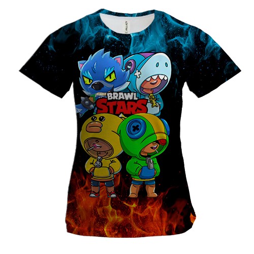 Женская 3D футболка "Brawl Stars" Fire (вид спереди)