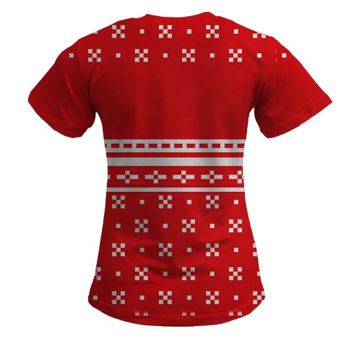 Женская 3D футболка Meowy Christmas (вид сзади)