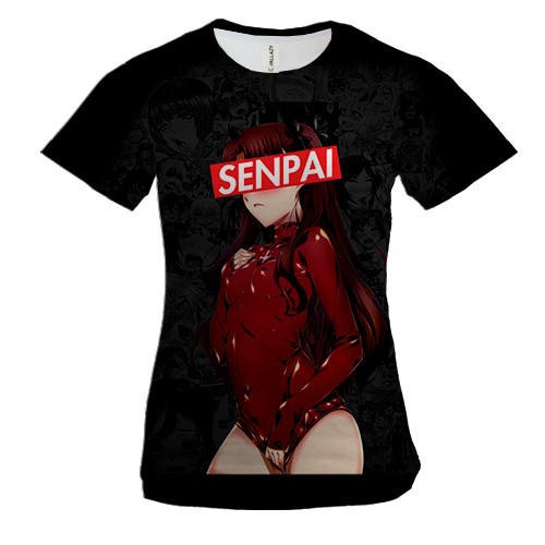 Женская 3D футболка Anime Senpai (вид спереди)