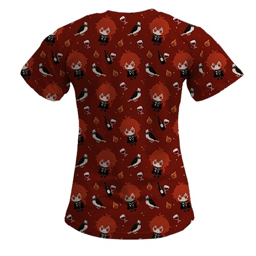 Жіноча 3D футболка Ділюк патерн - Genshin Impact (вид ззаду)