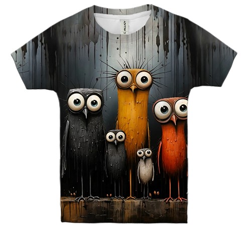 Дитяча 3D футболка Сови (АРТ) (вид спереду)