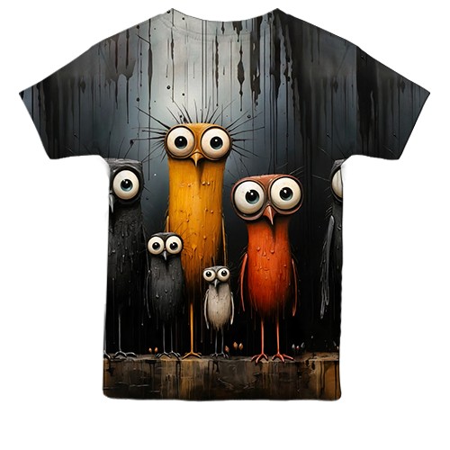 Дитяча 3D футболка Сови (АРТ) (вид ззаду)