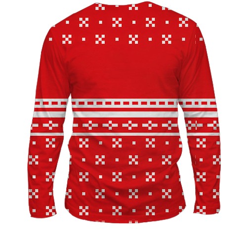 Чоловічий 3D лонгслів Meowy Christmas (вид ззаду)