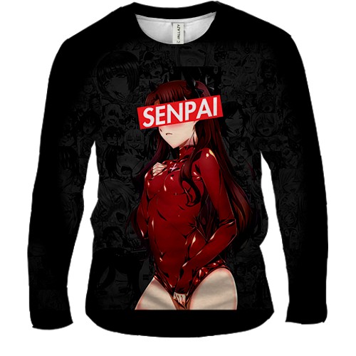 Мужской 3D лонгслив Anime Senpai (вид спереди)