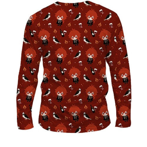 Чоловічий 3D лонгслів Ділюк патерн - Genshin Impact (вид ззаду)