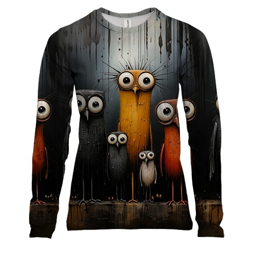 Женский 3D лонгслив Совы (АРТ) (вид спереди)
