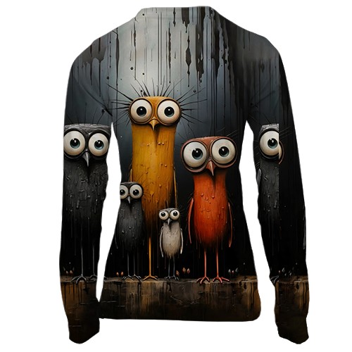 Женский 3D лонгслив Совы (АРТ) (вид сзади)