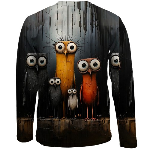 Детский 3D лонгслив Совы (АРТ) (вид сзади)