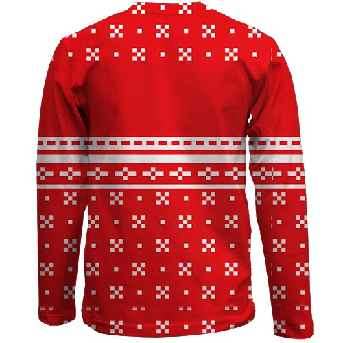 Детский 3D лонгслив Meowy Christmas (вид сзади)