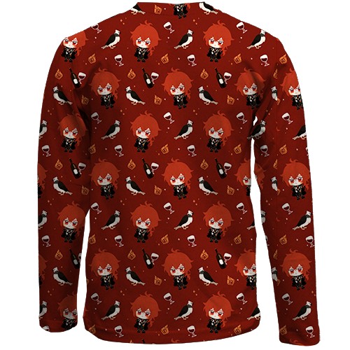 Дитячий 3D лонгслів Ділюк патерн - Genshin Impact (вид ззаду)