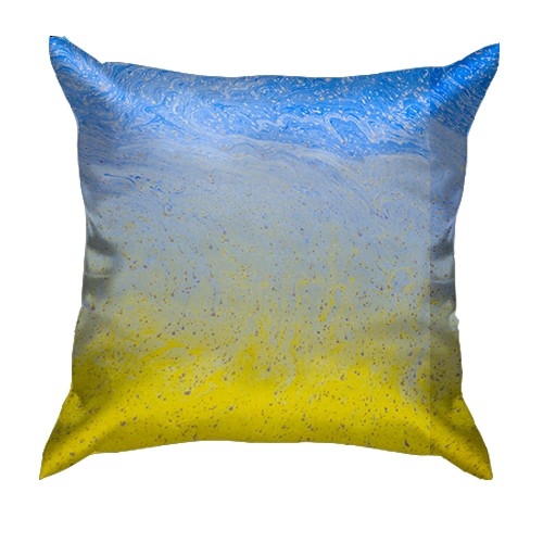 3D подушка "Абстрактні хвилі в кольорах прапора" (вид ззаду)