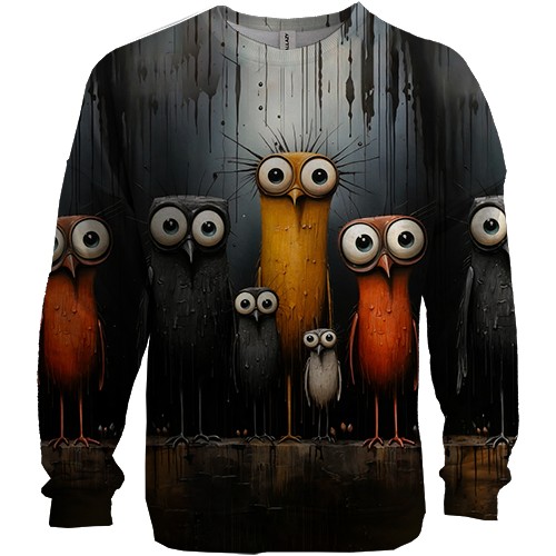 3D свитшот Совы (АРТ) (вид спереди)